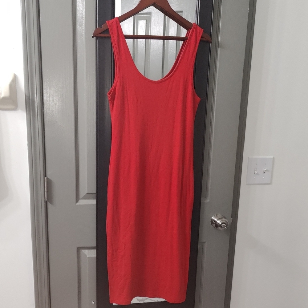 Elegant Red Bodycon Sleeveless Midi Dress